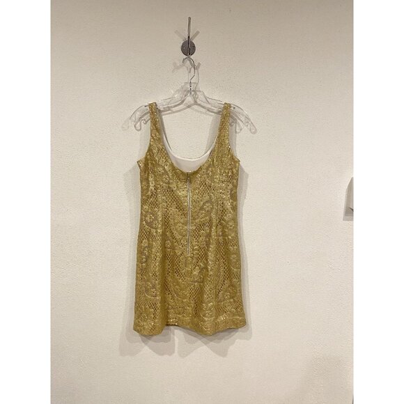 Lilly Pulitzer Eaton Dress Womens 6 Gold Metallic Lace Sleeveless Shift Party - Picture 6 of 6